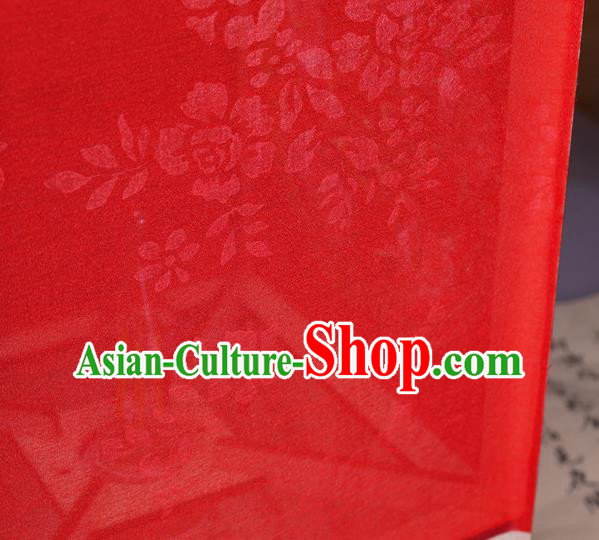 China Handmade Red Chiffon Desk Lamp Embroidered Palace Lantern Embroidery Peony Lantern