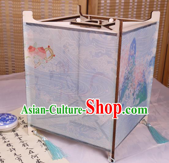 China Traditional Printing Beauty Silk Lanterns Handmade Portable Lamp Classical Palace Lantern