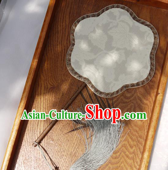 China Traditional Hanfu Fan Handmade Palace Fan Classical Grape Pattern Silk Fan