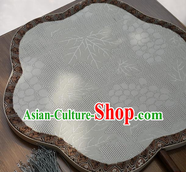 China Traditional Hanfu Fan Handmade Palace Fan Classical Grape Pattern Silk Fan