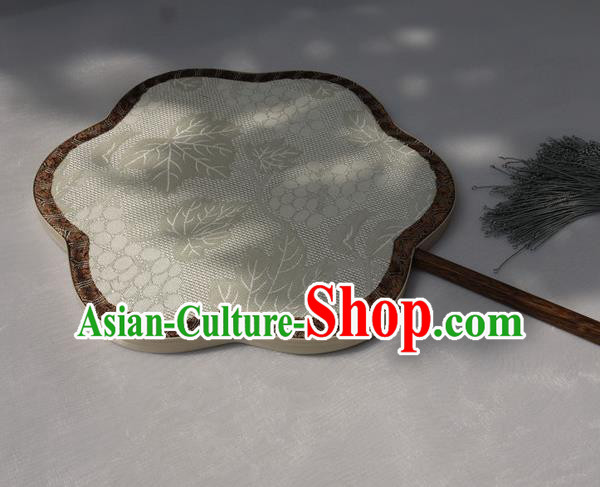 China Traditional Hanfu Fan Handmade Palace Fan Classical Grape Pattern Silk Fan
