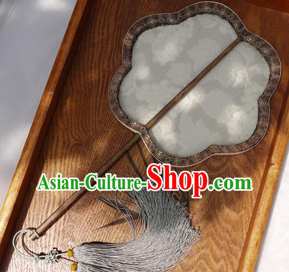 China Traditional Hanfu Fan Handmade Palace Fan Classical Grape Pattern Silk Fan
