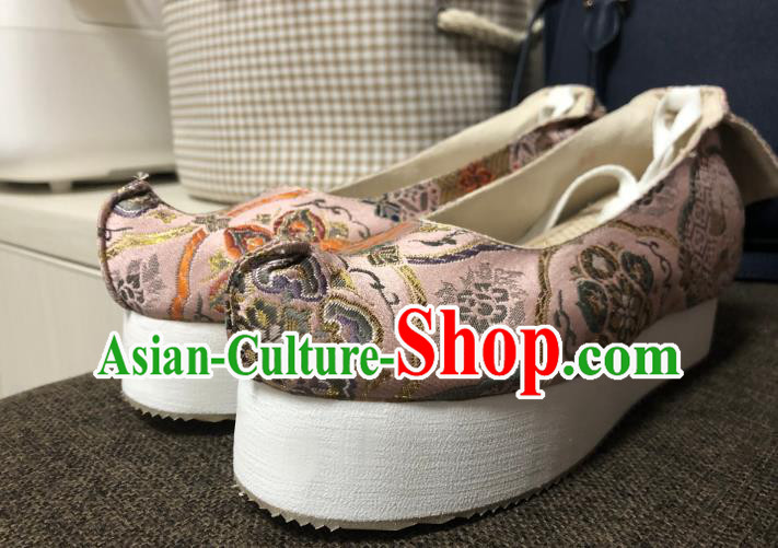 China Handmade Hanfu Shoes Lilac Brocade Shoes Traditional Ming Dynasty Princess Shoes