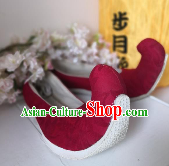 China Wedding Red Satin Shoes Handmade Hanfu Shoes Traditional Tang Dynasty Princess Shoes