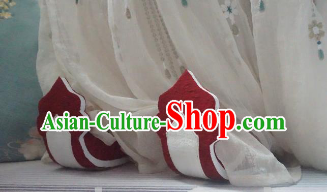 China Handmade Hanfu Shoes Traditional Ancient Tang Dynasty Princess Shoes Wedding Red Cloth Shoes