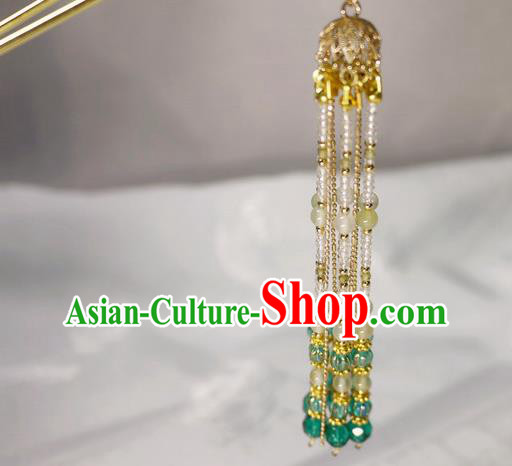 China Traditional Ming Dynasty Shell Jasminum Hairpin Handmade Ancient Princess Beads Tassel Hair Stick