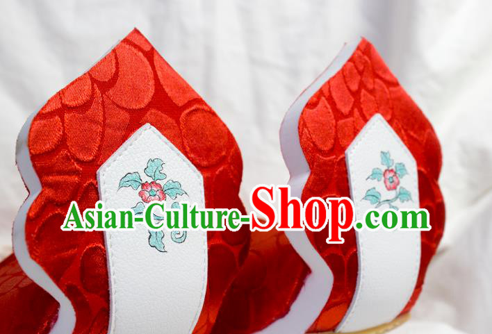 China Hanfu Wedding Shoes Traditional Tang Dynasty Princess Shoes Classical Red Brocade Shoes