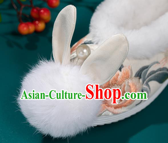 China Traditional Embroidered Hanfu Shoes Ming Dynasty Princess Shoes Classical Beige Brocade Shoes