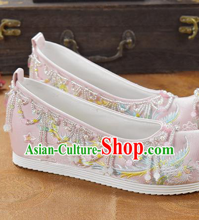 China National Embroidered Pink Cloth Shoes Traditional Hanfu Shoes Wedding Shoes Women Shoes