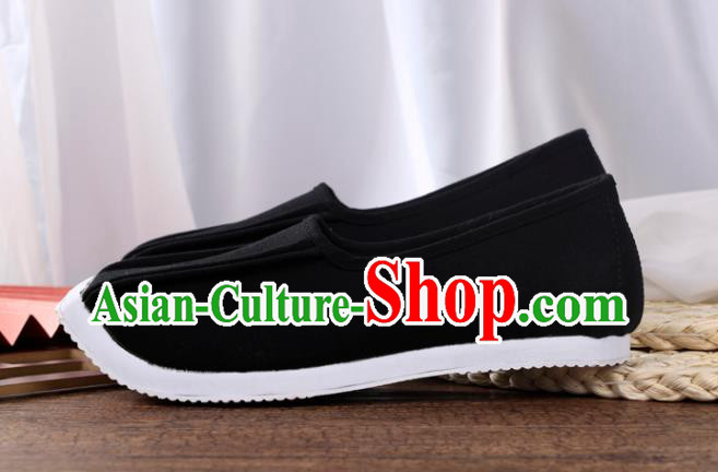 Chinese Traditional Song Dynasty Taoist Shoes Ancient Scholar Shoes Handmade Black Cloth Shoes