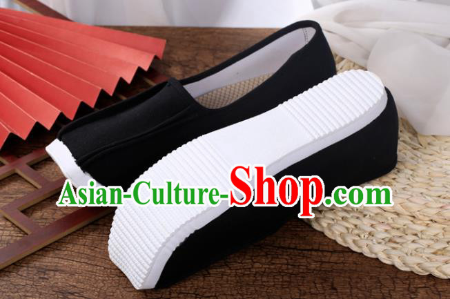 Chinese Traditional Song Dynasty Taoist Shoes Ancient Scholar Shoes Handmade Black Cloth Shoes