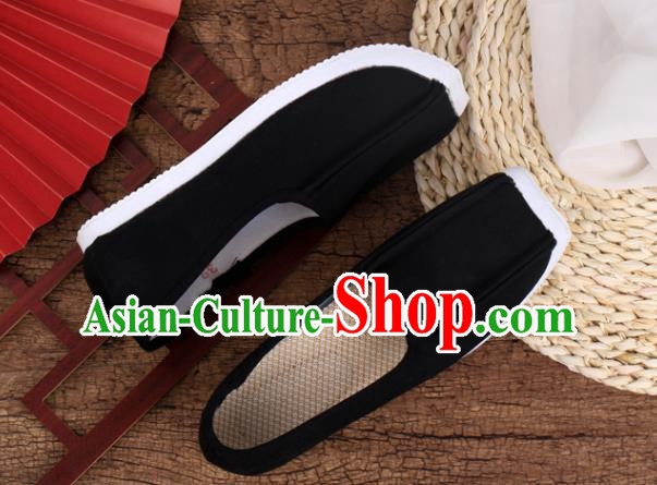 Chinese Traditional Song Dynasty Taoist Shoes Ancient Scholar Shoes Handmade Black Cloth Shoes
