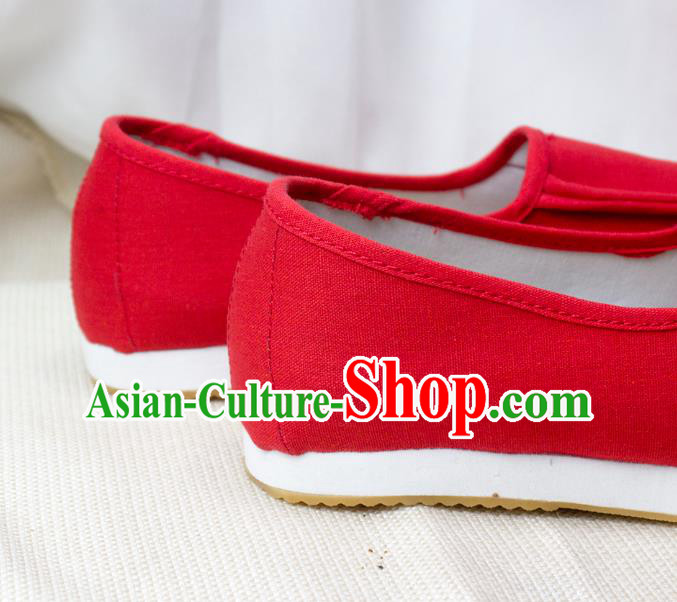 Chinese Ancient Scholar Shoes Handmade Red Cloth Shoes Traditional Song Dynasty Taoist Shoes
