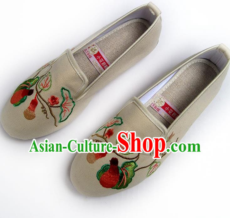 China Women Shoes Traditional Shoes National Beige Flax Shoes