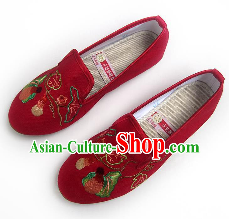 China National Red Flax Shoes Women Shoes Traditional Wedding Shoes