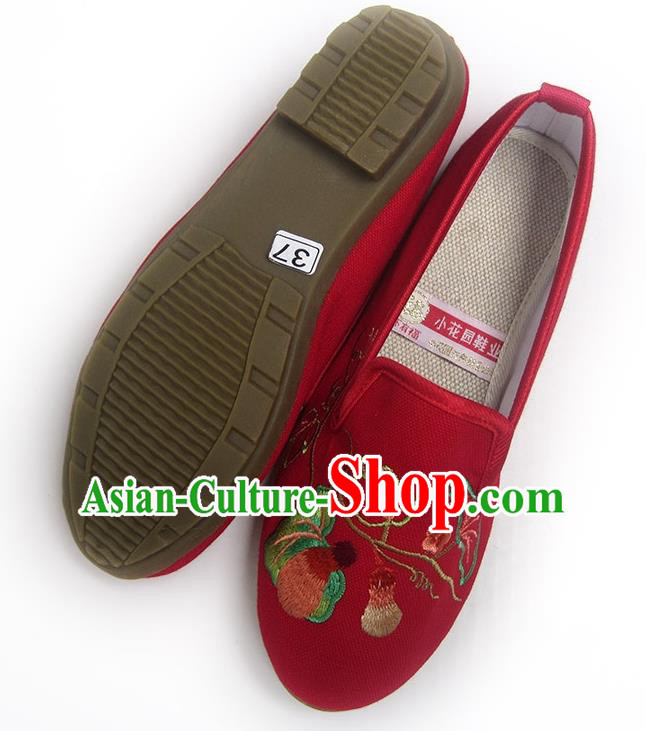 China National Red Flax Shoes Women Shoes Traditional Wedding Shoes