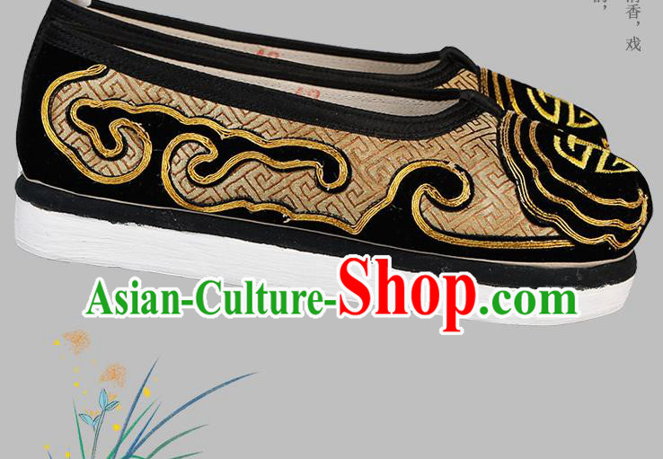 Chinese Traditional Beijing Opera Laosheng Shoes Handmade Ancient Elderly Gentleman Shoes