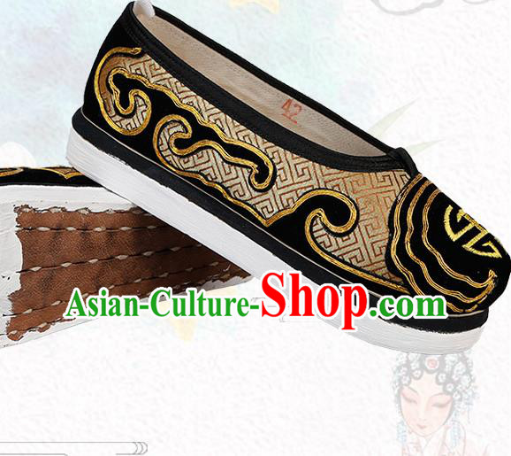 Chinese Traditional Beijing Opera Laosheng Shoes Handmade Ancient Elderly Gentleman Shoes