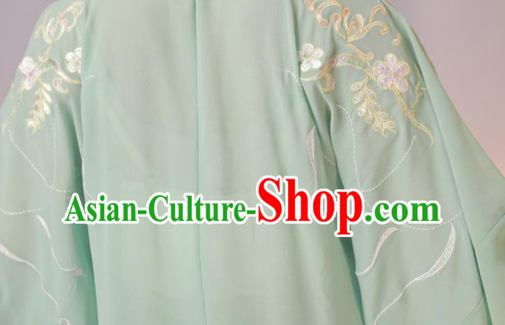China Traditional Ming Dynasty Noble Lady Historical Clothing Ancient Young Beauty Green Hanfu Dress Costumes