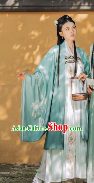 China Traditional Tang Dynasty Princess Green Hanfu Dress Clothing Ancient Court Lady Costumes