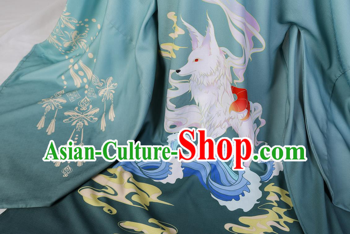 China Traditional Tang Dynasty Princess Green Hanfu Dress Clothing Ancient Court Lady Costumes