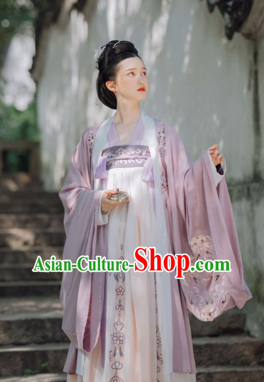 China Ancient Tang Dynasty Court Woman Hanfu Clothing Traditional Embroidered Garment Complete Set