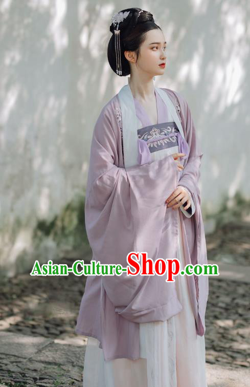 China Ancient Tang Dynasty Court Woman Hanfu Clothing Traditional Embroidered Garment Complete Set