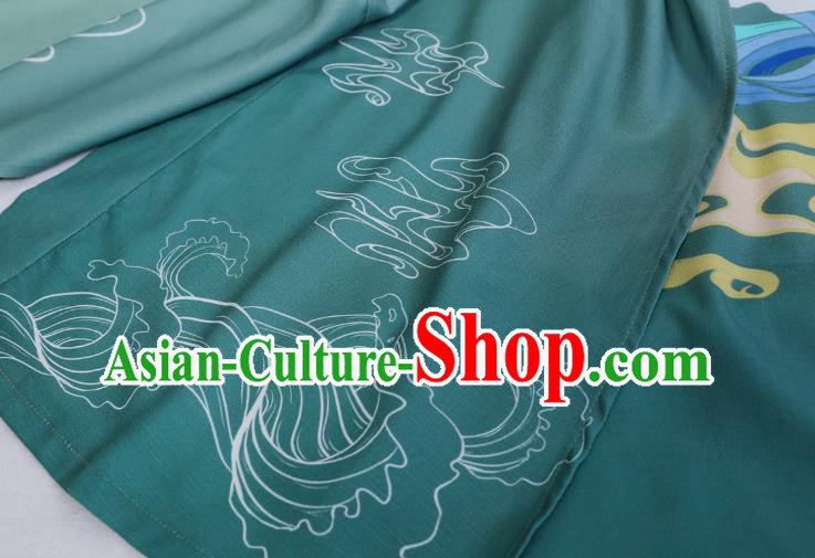 China Ancient Young Swordsman Embroidered Costumes Traditional Jin Dynasty Scholar Green Hanfu Clothing