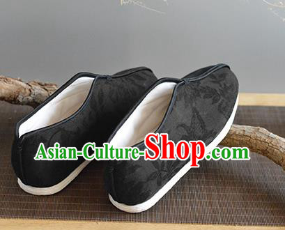 China Traditional Black Cloth Shoes National Cotton Padded Shoes Elderly Women Shoes