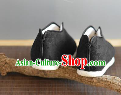 China Traditional Black Cloth Shoes National Cotton Padded Shoes Elderly Women Shoes