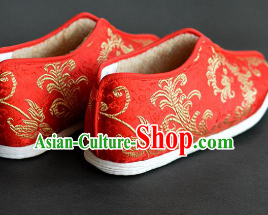 China National Cotton Padded Shoes Elderly Female Shoes Traditional Red Brocade Shoes