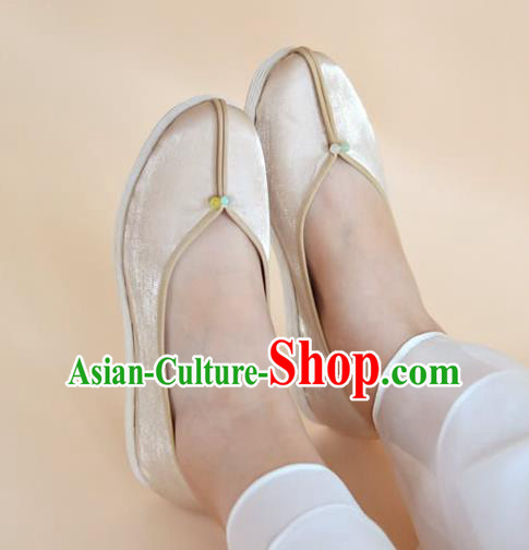 China Women Shoes National Shoes Traditional Hanfu Champagne Satin Shoes