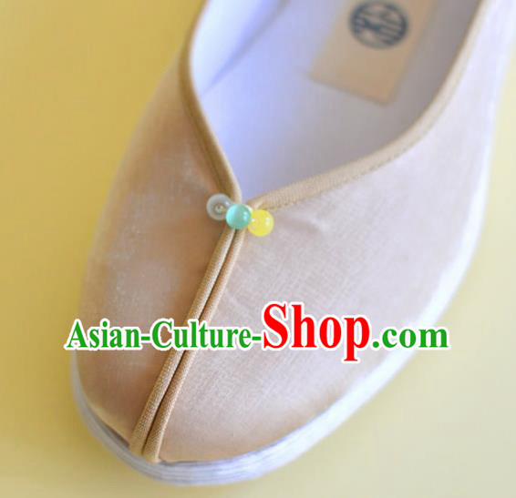 China Women Shoes National Shoes Traditional Hanfu Champagne Satin Shoes