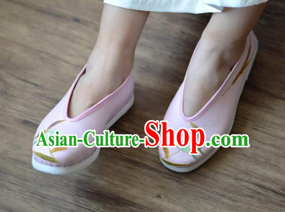 China Embroidered Pink Cloth Shoes Traditional Shoes National Women Shoes