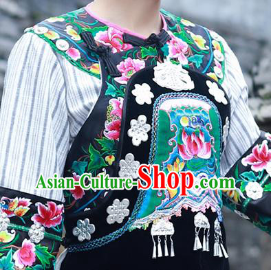 Chinese Xiangxi Ethnic Costumes Miao Nationality Women Clothing and Headdress