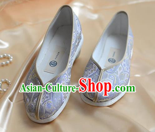 China National Women Shoes Traditional Hanfu Lilac Brocade Shoes Kung Fu Shoes