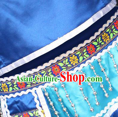 Chinese Tujia Nationality Young Lady Clothing Ethnic Folk Dance Costumes and Headdress
