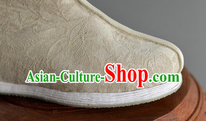 China Handmade Beige Cloth Shoes Ancient Swordsman Short Boots
