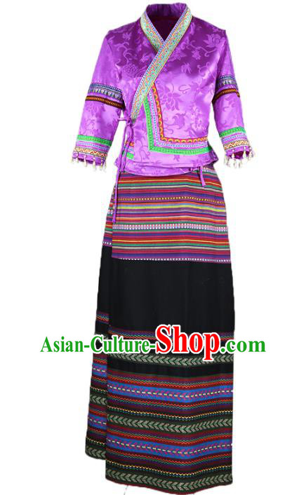 Chinese Yunnan Ethnic Woman Costume Dai Nationality Outfits Minority Folk Dance Dress Clothing