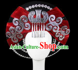 China Traditional Yi Nationality Torch Festival Hat Liangshan Ethnic Minority Stage Show Silver Tassel Headwear