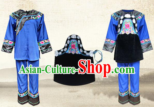 Chinese Xiangxi Hmong Ethnic Folk Dance Blue Outfits Miao Nationality Informal Clothing