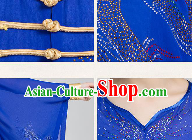 China Martial Arts Competition Clothing Tai Chi Kung Fu Royalblue Three Pieces Uniforms