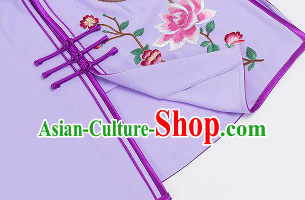 China Women Tai Chi Training Costumes Traditional Kung Fu Embroidered Violet Outfits
