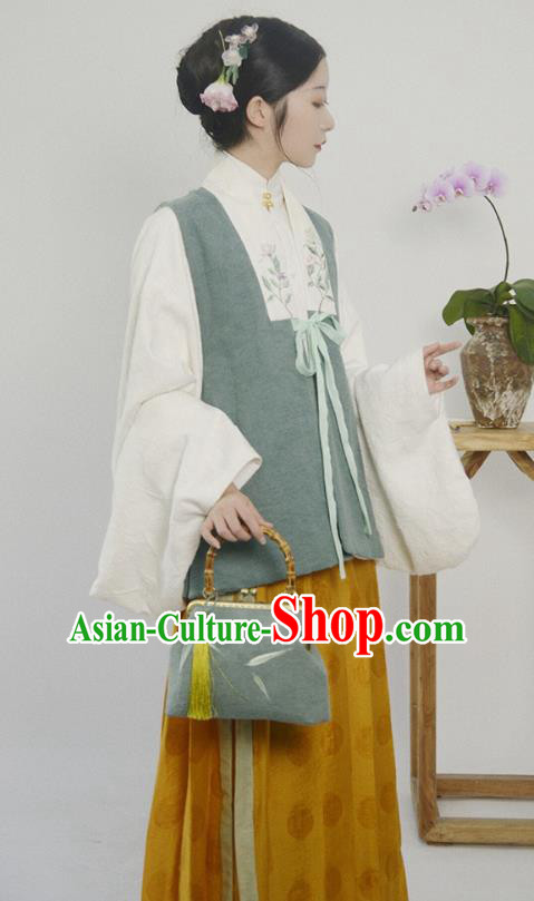 China Ancient Patrician Beauty Hanfu Costumes Traditional Ming Dynasty Historical Clothing