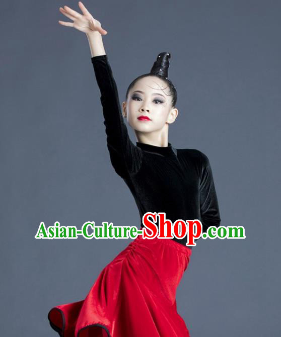 Top Modern Dance Clothing Children Latin Dance Dress Professional Dance Costume