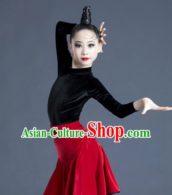 Top Modern Dance Clothing Children Latin Dance Dress Professional Dance Costume