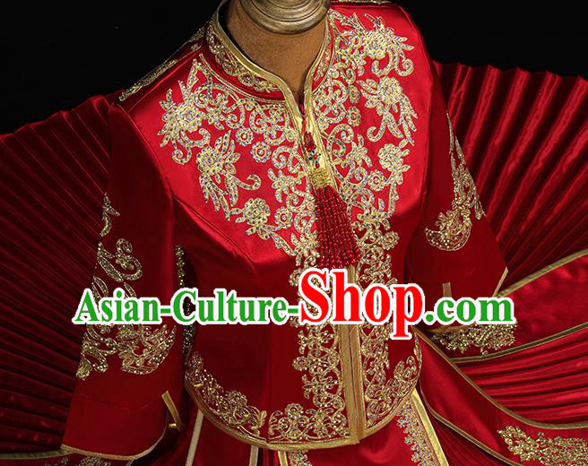 Chinese Classical Xiuhe Suit Red Outfits Traditional Wedding Clothing Bride Embroidered Costumes