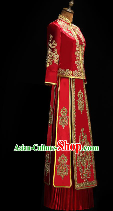 Chinese Classical Xiuhe Suit Red Outfits Traditional Wedding Clothing Bride Embroidered Costumes
