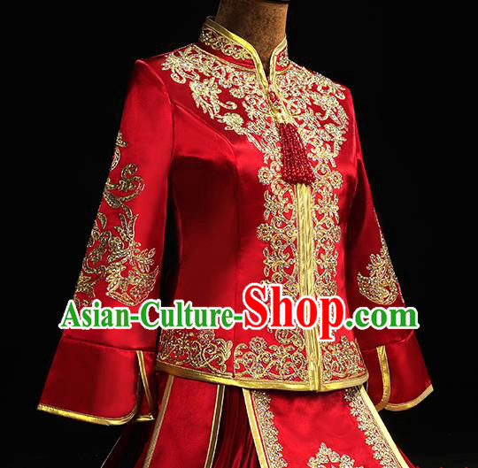 Chinese Classical Xiuhe Suit Red Outfits Traditional Wedding Clothing Bride Embroidered Costumes
