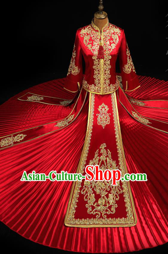 Chinese Classical Xiuhe Suit Red Outfits Traditional Wedding Clothing Bride Embroidered Costumes